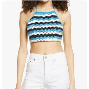 BP Nordstrom Crochet Crop Halter Top sz Small NWT